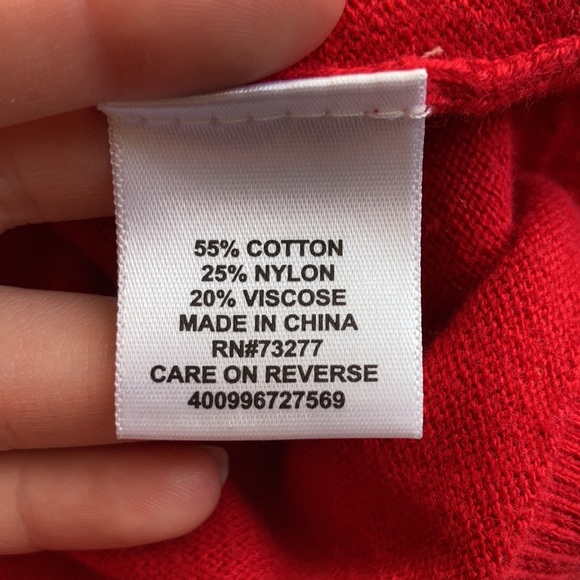 ELLE | Red Cardigan w/ Rhinestone Buttons - Picture 7 of 8